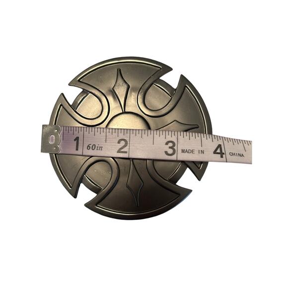 GUC Silver Metal Belt Buckle Celtic Rolling Cross Gothic Iron Cross 4" - Picture 3 of 3